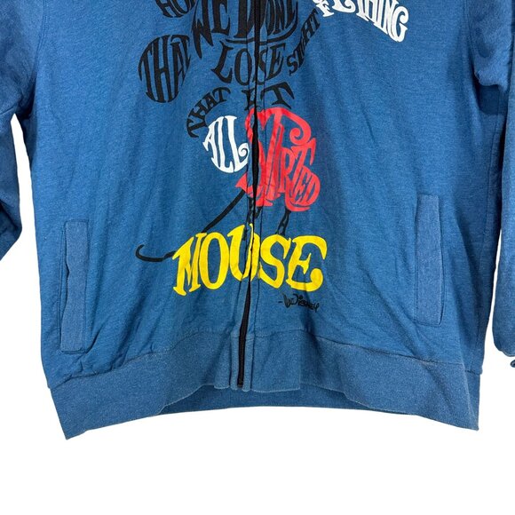 Disney Store 2XL Mickey Mouse Blue Full Zip Hoodie Graphic Typography - Picture 3 of 9